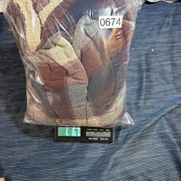 Grizzly Mountain Sherpa Lined Flannel Shirt Mens L Plaid Jacket Shacket Workwear - Picture 7 of 7